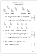 number problem solving activities year 1