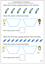 year 2 maths worksheet understanding division as sharing maths blog